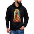 Virgen De Guadalupe Black Cotton Print Hooded Suitable Breathable Fabric Casual T-Shirts