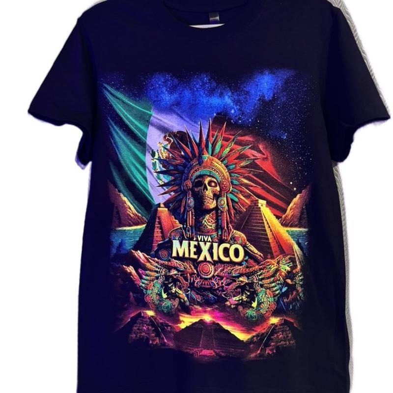 Viva Mexico Black Vibrant Mexican Art Casual T-Shirts