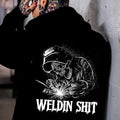WELDIN SHIT Skull Worker Letter Casual Black Print T-Shirts
