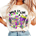 Walk Like Dog Mardi Gras Retro Mardi Gras Fleur De Lis Louisiana Shirt Brushstroke T-Shirts