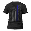 We People 1776 Thin Blue Vertical Flag Back Print Police Casual Classic T-Shirts