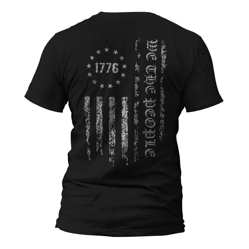 We People 1776 USA Distressed Flag Back Print T-Shirts