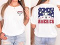 Western America Flag Shirt Cowgirl Skull Shirt Wild West Red White Blue USA Flag Bull Skull Shirt 4th July Shirt T-Shirts