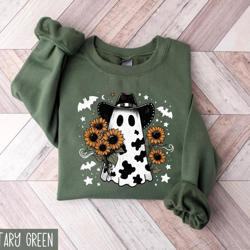 Western Halloween Cowboy Ghost Shirt Ghost Cowboy Spooky Cowgirl Shirt Howdy Halloween Shirt T-Shirts