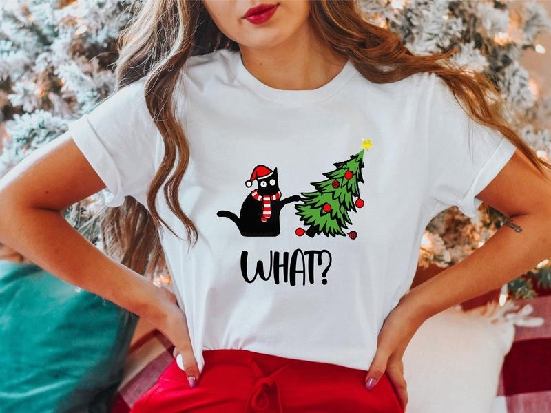 What Cat Shirt Funny Black Cat Cat Lover Mother Shirt Tree Short Sleeve T-Shirts