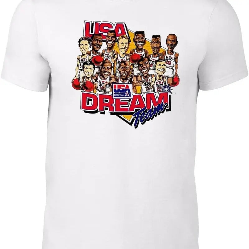 White 1992 Dream Team Big Head T-Shirts