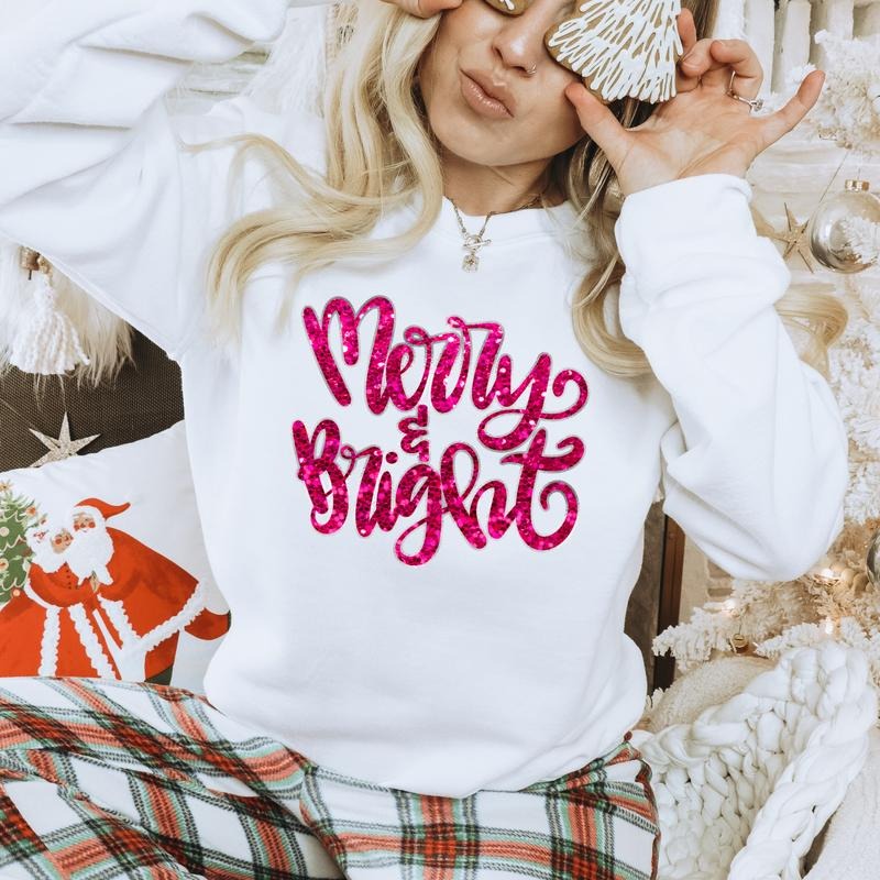 White Merry & Bright Gildan T-Shirts