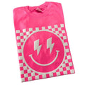 White Puff Checkered Happy Face Comfort Colors T-Shirts