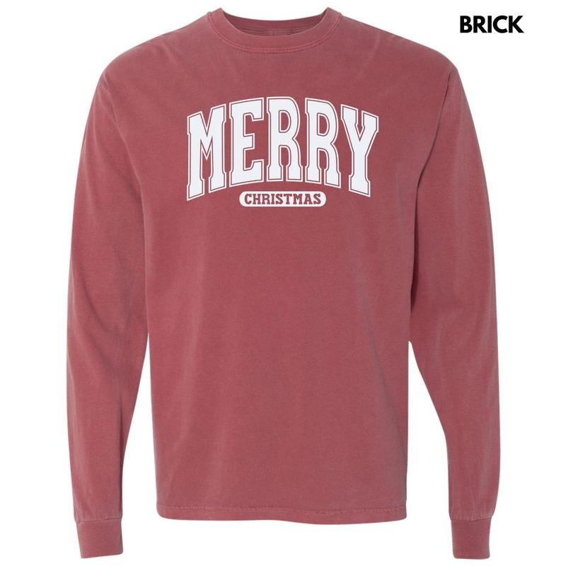 White Varsity Merry Long Sleeve Comfort Colors 'NLB' T-Shirts