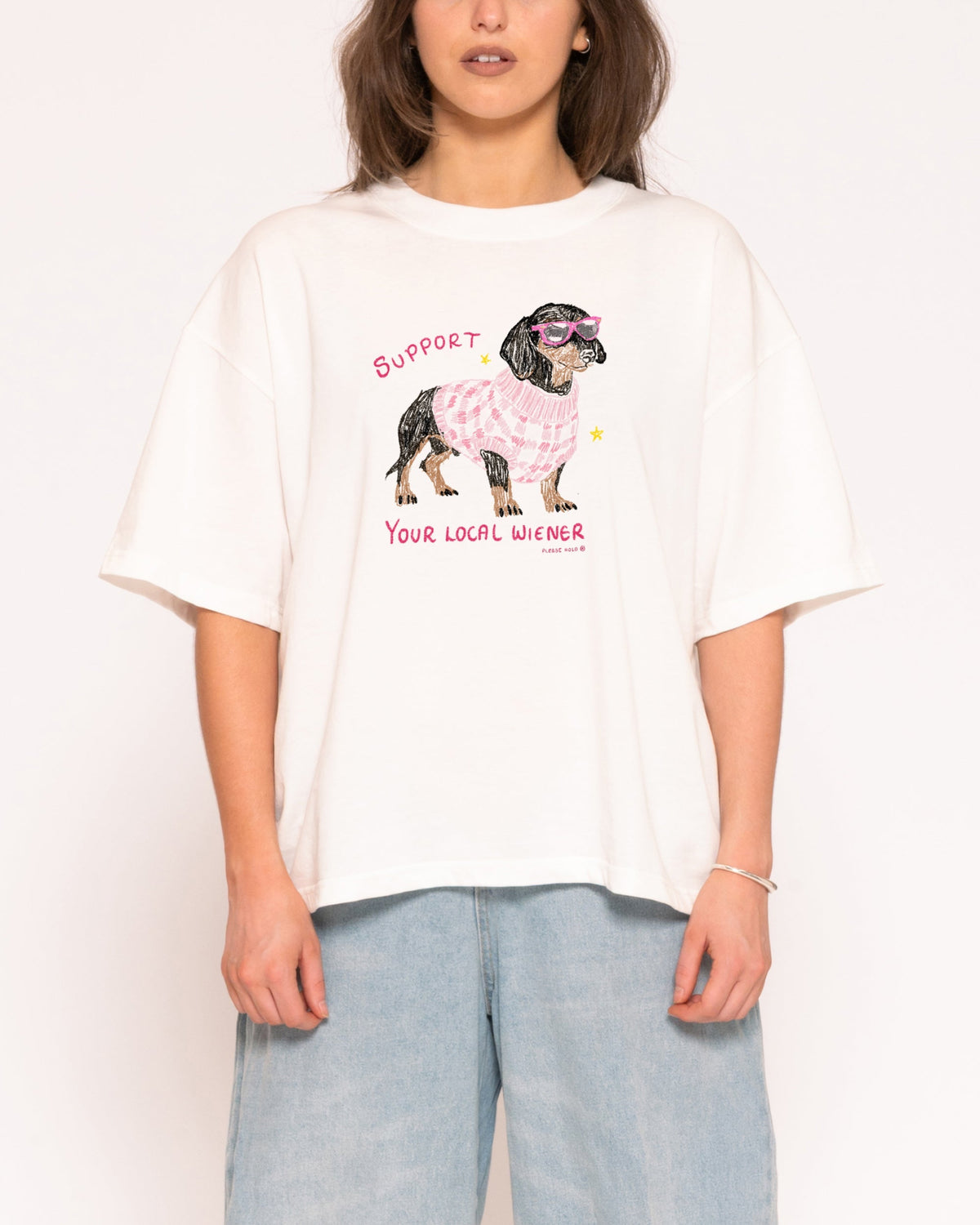 Support Your Local Wiener Boxy Crop Tee