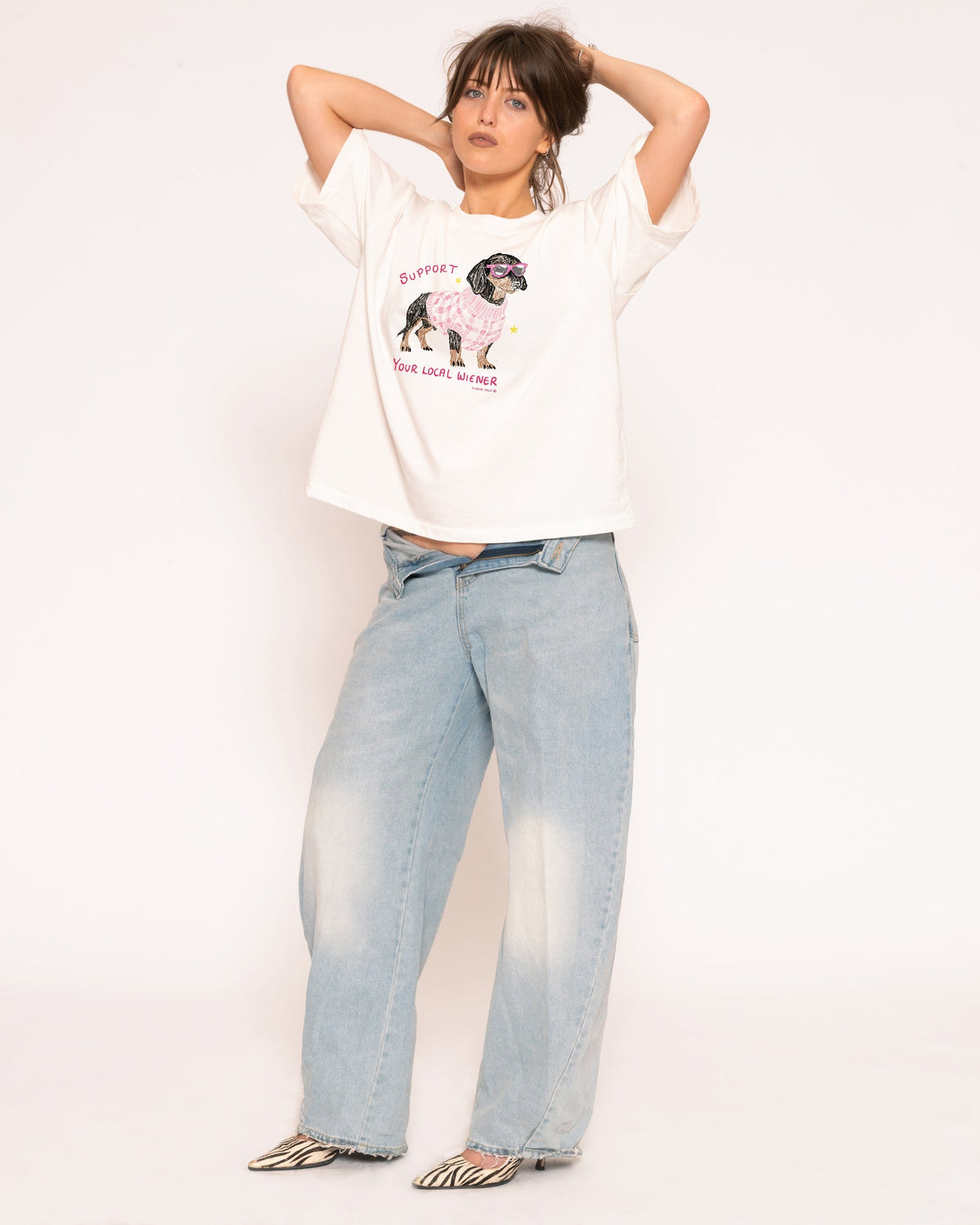 Support Your Local Wiener Boxy Crop Tee