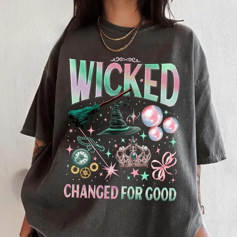 Wicked Change Good Defy Gravity Broomstick Magic Wand Wizard Movie Fan Wicked Musical Fan T-Shirts