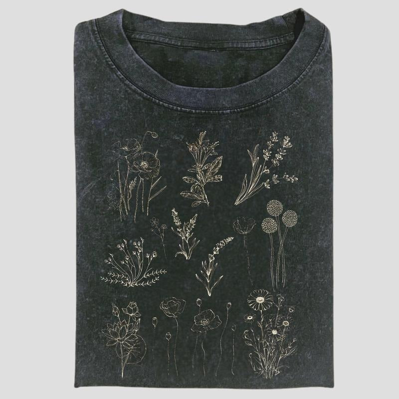 Wild Flowers 90s Vintage Retro Y2k Botanical Shirt Garden Lovers Shirt Bloom Shirt Mom Shirts T-Shirts