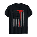 Wildland Firefighter Axe American Flag Thin Red Fireman Made USA T-Shirts