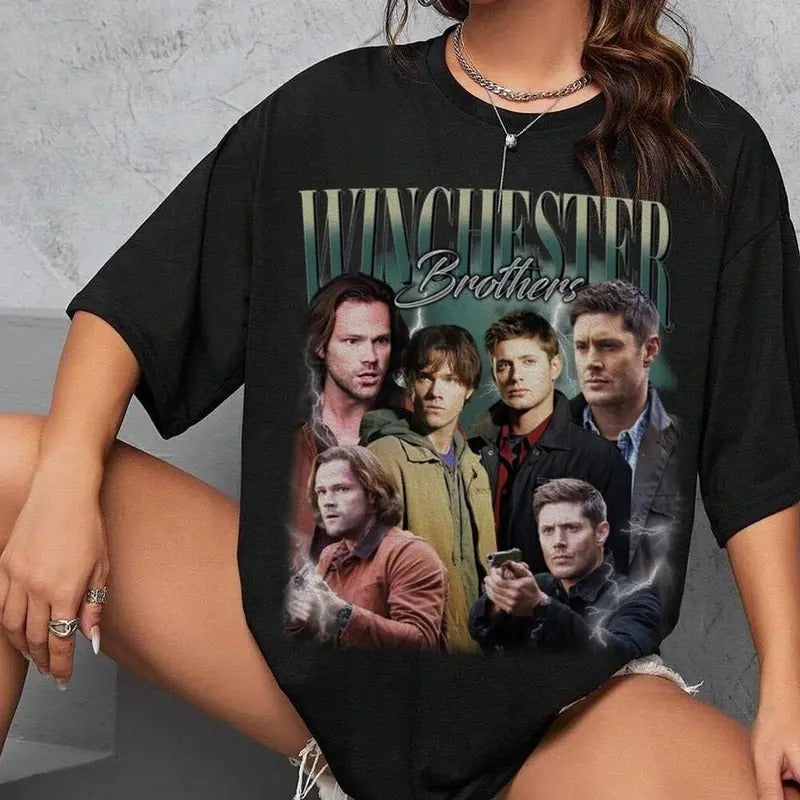 Winchester Brothers Shirt Sam Dean Winchester Supernatural 90s Rock Bootleg T Shir Top Womenswear Original T-Shirts