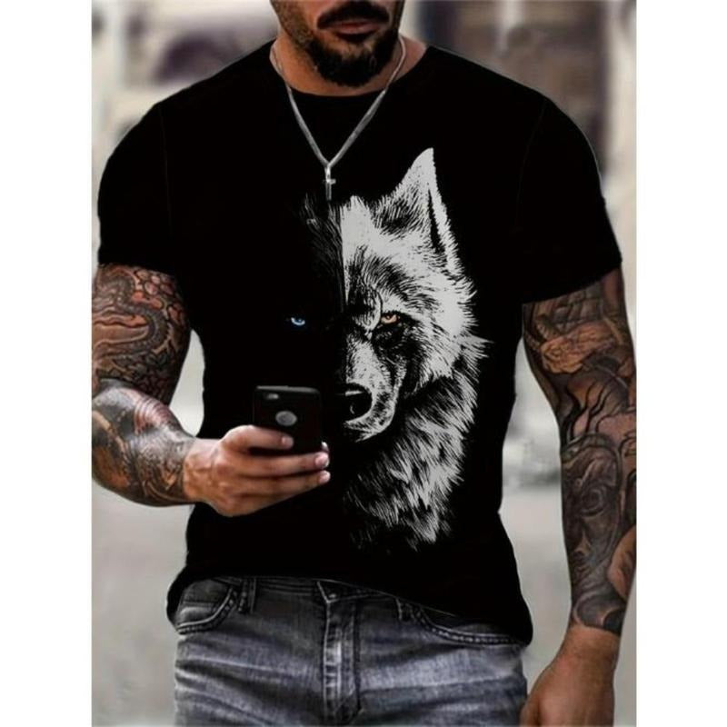 Wolf Creative 3D Print Soft Slight Stretch Polyester Crew Neck Short Sleeve Top Machine Washable Comfortable Daily All Season Made USA T-Shirts