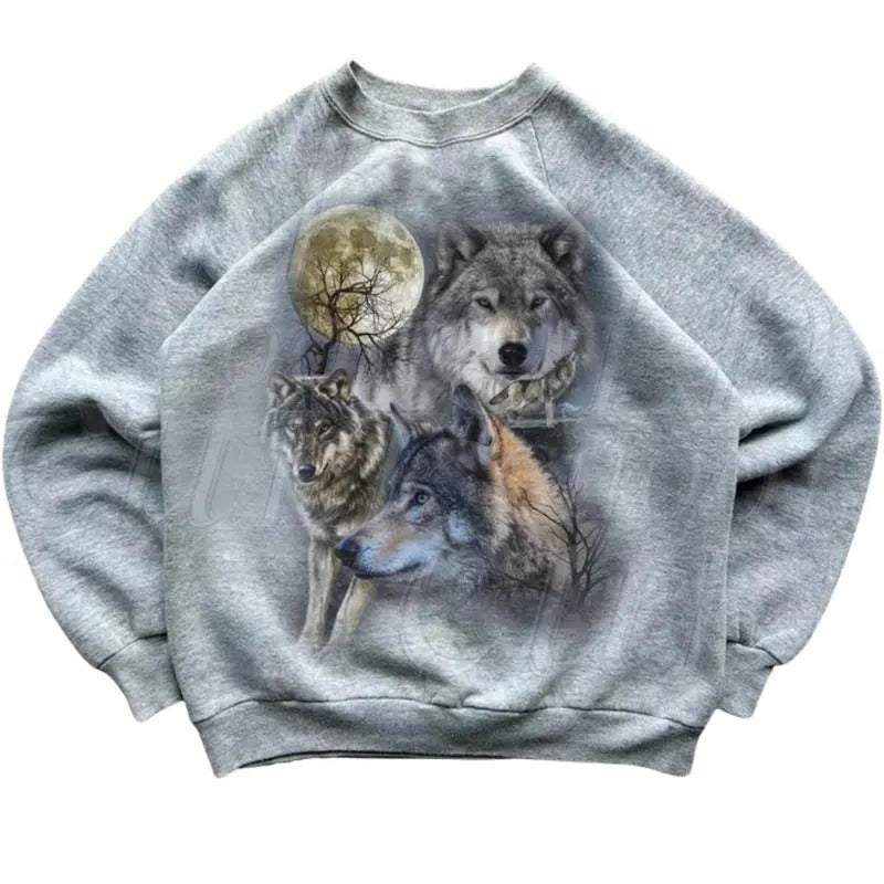 Wolf Retro Wolf Mystical Cute Wolf Nature Cozy Warm Wolf Moon Y2k T-Shirts
