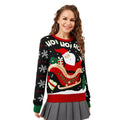 Winter Long Sleeve Round Neck Santa Claus Pattern Classic Fit Knit Tops Casual Knitwear T-Shirts