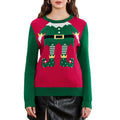 Cute Casual Elf Legs Print Crew Neck Warm Basic Knitwear Fall Streetwear T-Shirts