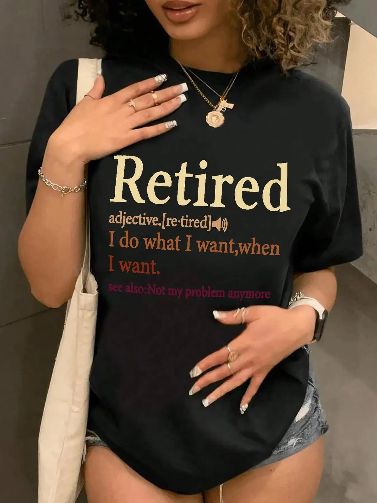 "Retired" Letter Print Round Neck Casual Crew Neck Short Sleeve Daily Vacation Outdoor Clothes All Seasons T-Shirts