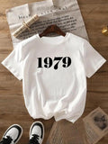1979 Year Number Print Round Neck Casual Short Sleeve Daily Clothes All Seasons T-Shirts