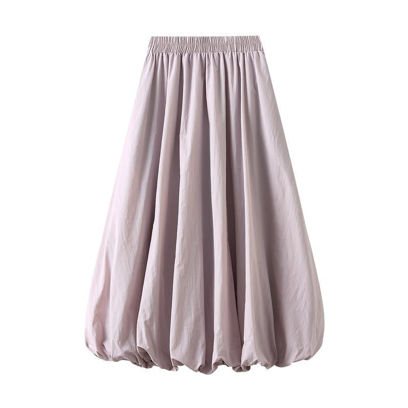 Balloon Long Skirts High Waist Solid Color Skirts Casual Flowy Skirts Womenswear Bottom T-Shirts