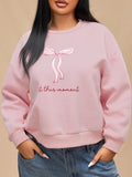 Bow Print Round Neck Casual Crew Neck Daily Outdoor Fall & Winter T-Shirts