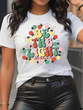 Cartoon & Letter Print Round Neck Casual Crew Neck Daily Vacation Outdoor Clothes Summerstyle{N002}2 T-Shirts