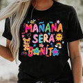 Cartoon Bear & Letter Print Round Neck Casual Crew Neck Daily Vacation Outdoor Clothes All Seasons T-Shirts