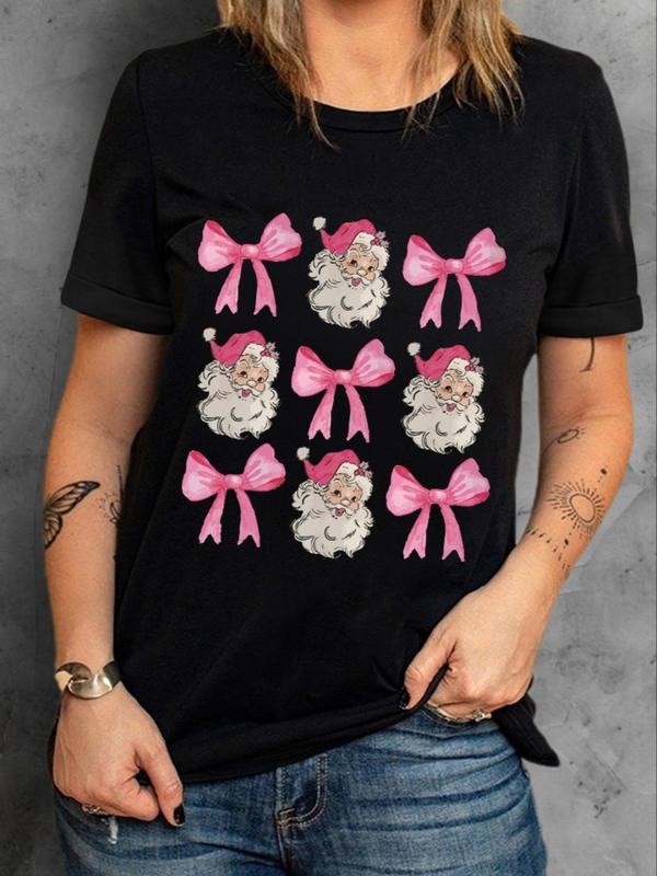 Cartoon Print Round Neck Casual Short Sleeve Crew Neck Summer Top Daily T-Shirts