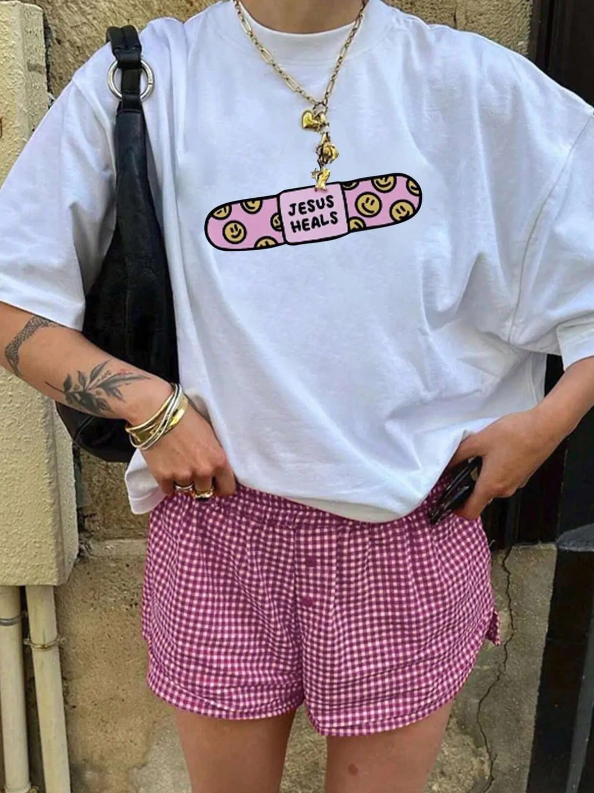 Cartoon Print Drop Shoulder Casual Crew Neck Daily Vacation Outdoor Clothes Summer T-Shirts