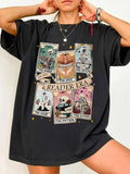 Cartoon Skull & Letter Print Drop Shoulder Casual Half Sleeve Round Neck Daily Clothes All Seasons T-Shirts
