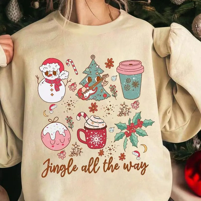 Themed Round Neck Casual Drop Shoulder Long Sleeve Fall & Winter Clothes Daily Hot Trend T-Shirts