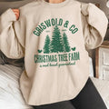 Tree & Letter Print Drop Shoulder Thermal Lined Casual Long Sleeve Round Neck Fall & Winter T-Shirts