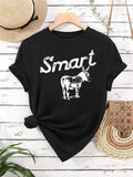 Donkey & Letter Print Round Neck Vintage Casual Short Sleeve Daily All Seasons T-Shirts