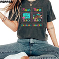 First Teach Then Beach Shirt I Am Earning Summer Break Shirt Funny Teacher Summer Vacation Shirt Teacher Appreciation Goodbye School Him Her Top Womenswear Round Neck Underwear Lady T-Shirts
