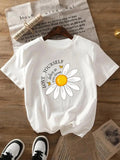 Floral & Letter Print Round Neck Casual Short Sleeve Crew Neck Daily Clothes All Seasonsstyle{N002}2 T-Shirts