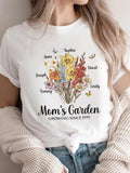 Floral & Letter Print Round Neck Casual Short Sleeve Summer Clothes Daily T-Shirts