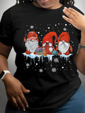 Gnome Print Round Neck Casual Short Sleeve Crew Neck Summer Top Daily Girl T-Shirts