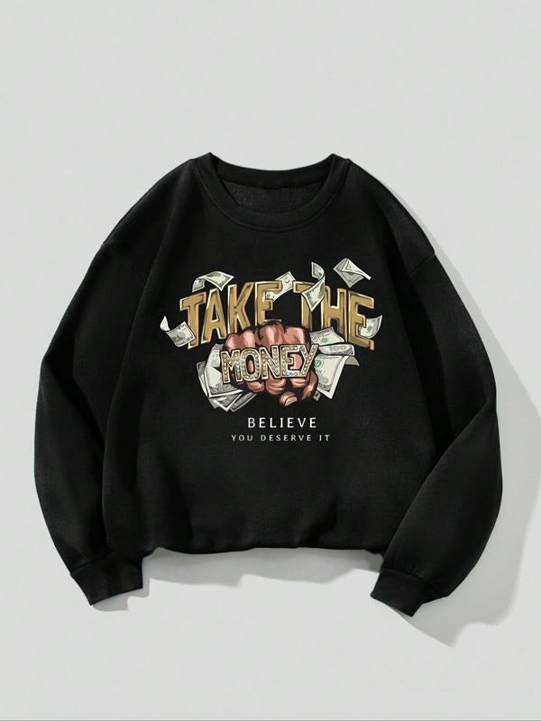 Drop Shoulder Casual Long Sleeve Crew Neck Fall & Winter Clothes Daily T-Shirts