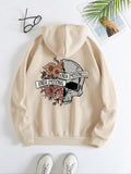 Kangaroo Pocket Drawstring Fitted Cartoon & Letter Printed Hooded Casual Comfort Top Fall T-Shirts