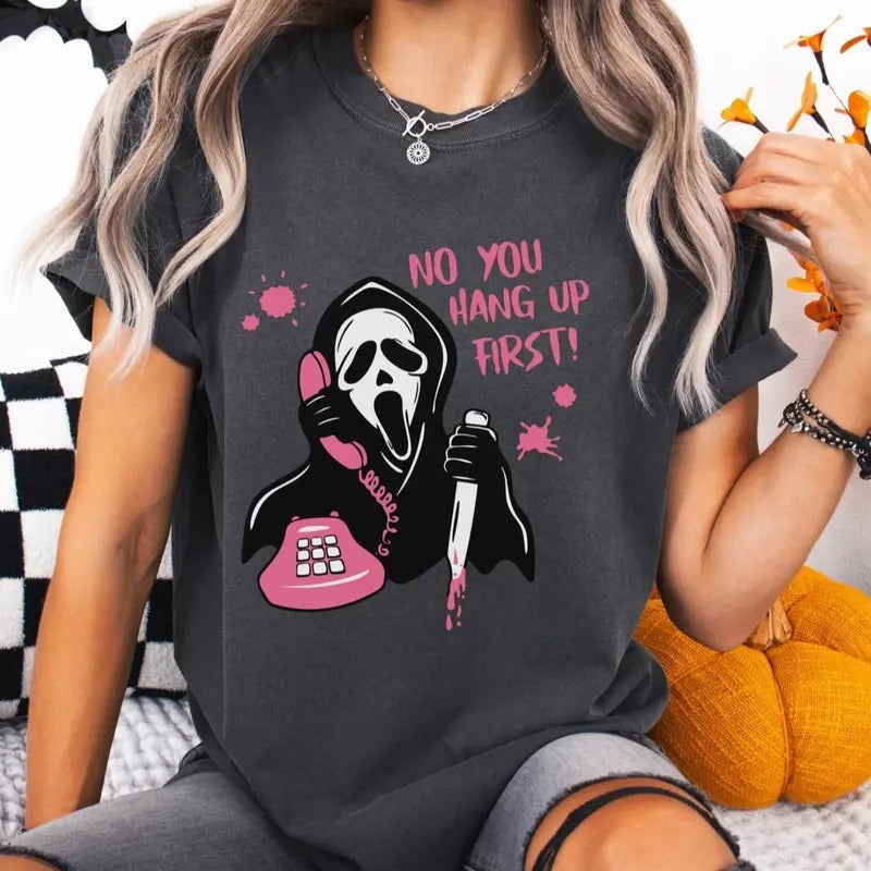 Ghostface You Hang Up First Short Sleeve Casual Cotton Womenswear Top T-Shirts
