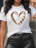 Heart Print Round Neck Casual Crew Neck Short Sleeve Daily Vacation Outdoor Clothes All Seasonsstyle{N002}2 T-Shirts