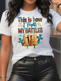 Letter & Bible Print Round Neck Casual Crew Neck Short Sleeve Daily Vacation Outdoor Clothes Summer T-Shirts