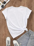 Letter & Bull Head Print Round Neck Casual Short Sleeve Crew Neck Daily Clothes All Seasons T-Shirts
