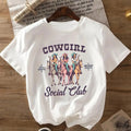 Letter & Cowgirl Print Round Neck Vintage Casual Short Sleeve Daily Summer T-Shirts