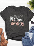Letter & Dandelion Print Round Neck Vintage Casual Short Sleeve Daily Summer T-Shirts