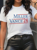 Letter & Figure Print Round Neck Casual Short Sleeve Crew Neck Summer Top Daily T-Shirts