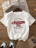 Letter & Figure Print Round Neck Casual Crew Neck Daily Vacation Outdoor Clothes All Seasons T-Shirts