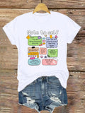 Letter & Heart Print Round Neck Casual Short Sleeve Daily Outdoor Summer Clothes T-Shirts